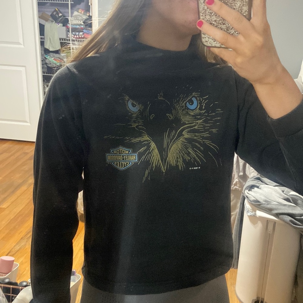 Motor Harley-Davidson Cycles Black with Blue & Gold Accents Long Sleeve in Small